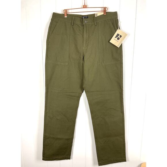 Frank & Oak Mens The Joey Fatique Pant Straight Fit In Fatique Green Size 36/34 - Picture 1 of 10